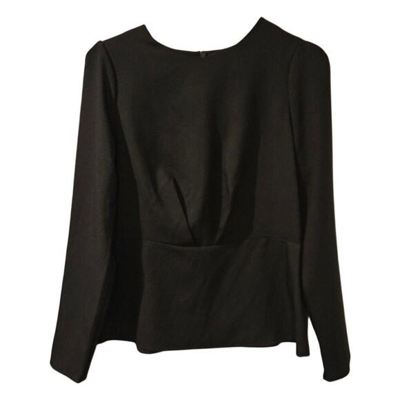 Banana Republic Blouse 6 Black Long Sleeve Pleated Front Zip‎ Back NWT Workwear - Picture 1 of 6